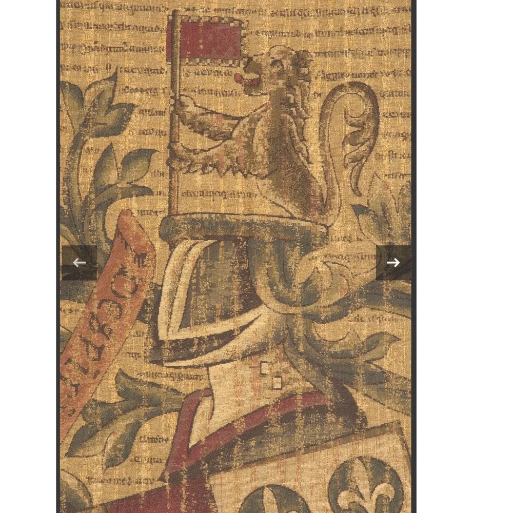 Unicorn Crest European Wall Hanging Tapestry Gold Medieval Heraldic Coat of Arms